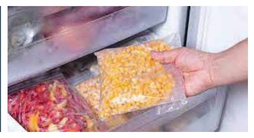 Plastik ambalajlı dondurulmuş yiyecekler