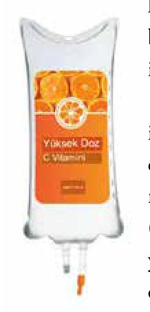 Yüksek doz C vitamini serum torbası